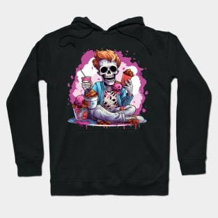 Food Junkie Pastel Goth Dead Skeleton Pink Design Hoodie